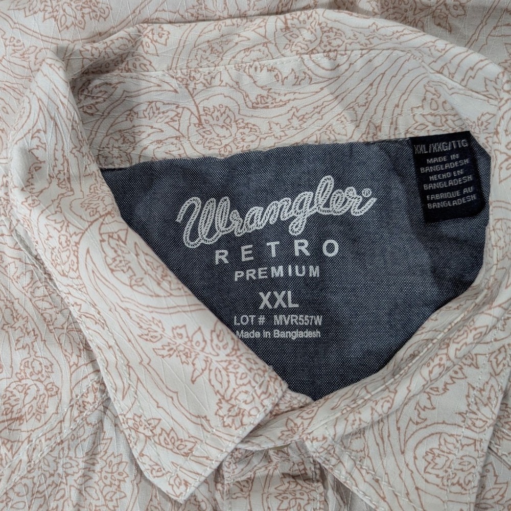 Wrangler Retro Premium Long Sleeve Paisley Print Western Snap Shirt XXL - Picture 3 of 8